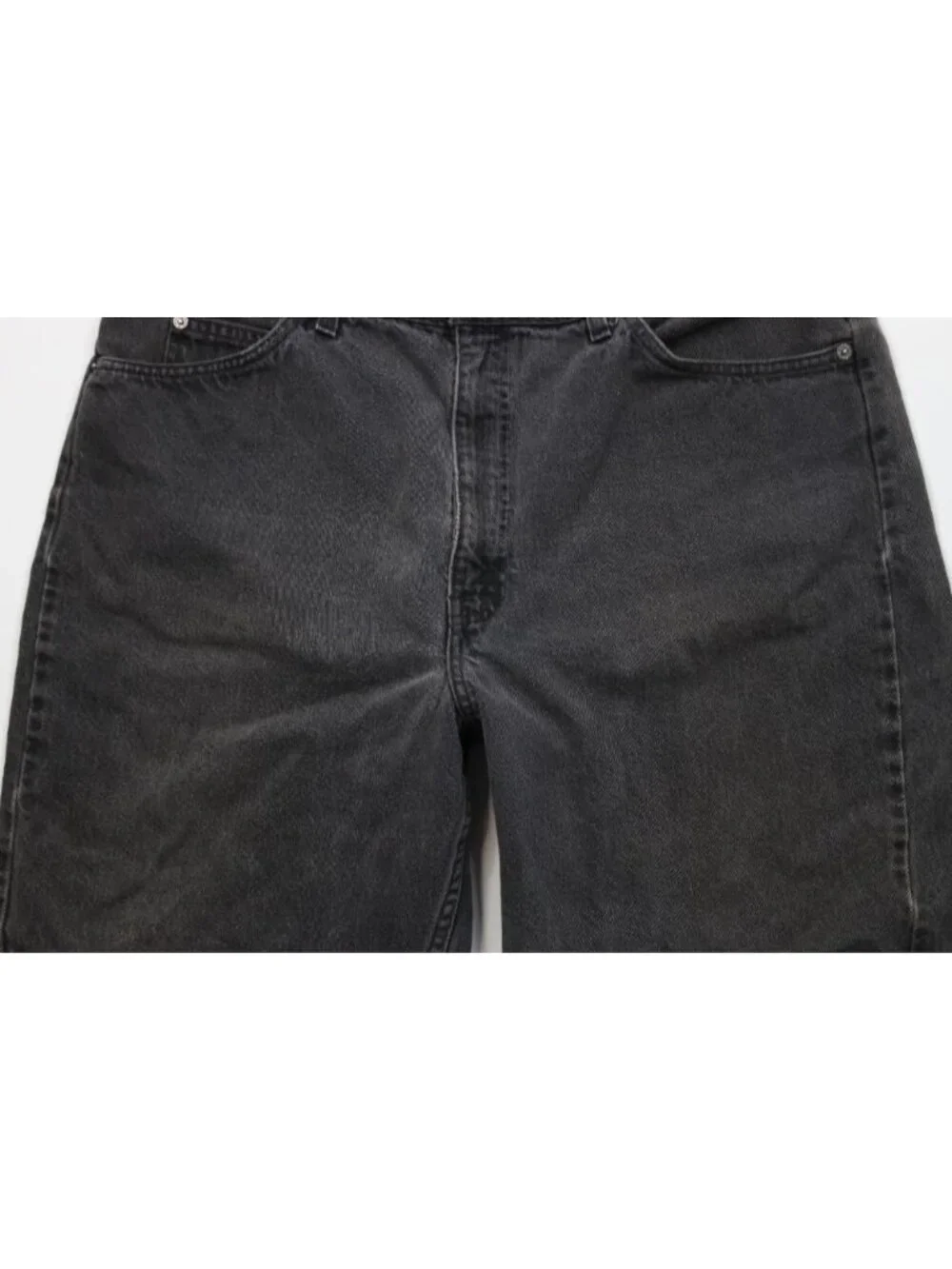 Vtg 90s Levis 550 Orange Tab Mens 40 Distressed Relaxed Denim Jean Shorts Black